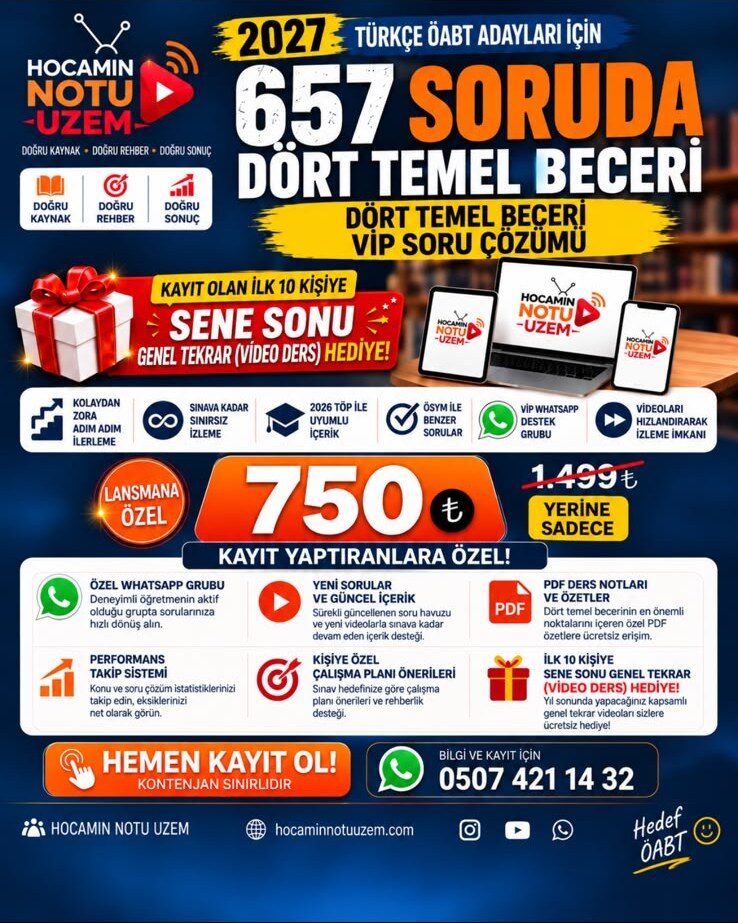 PAKET 5 | 657 SORUDA DÖRT TEMEL BECERİ VIP SORU ÇÖZÜMÜ
